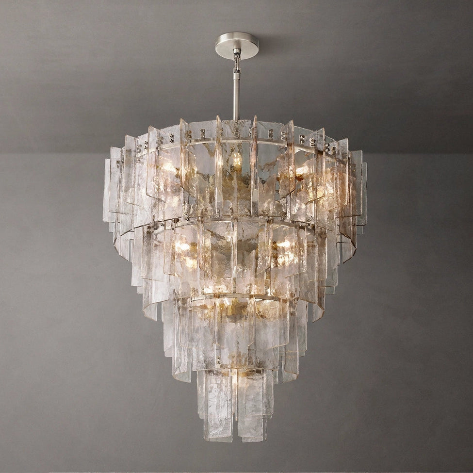 Lattic Clear Glass Tiered Round Chandelier 47"-MEET LIGHTING
