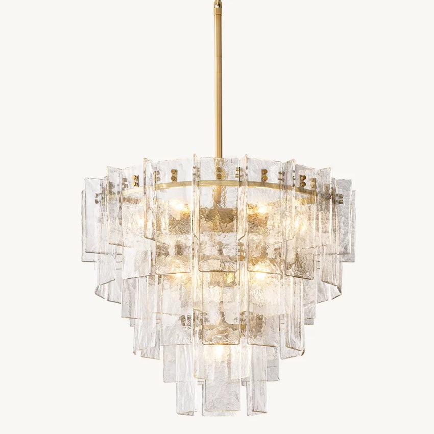 Lattic Clear Glass Tiered Round Chandelier 36"-MEET LIGHTING