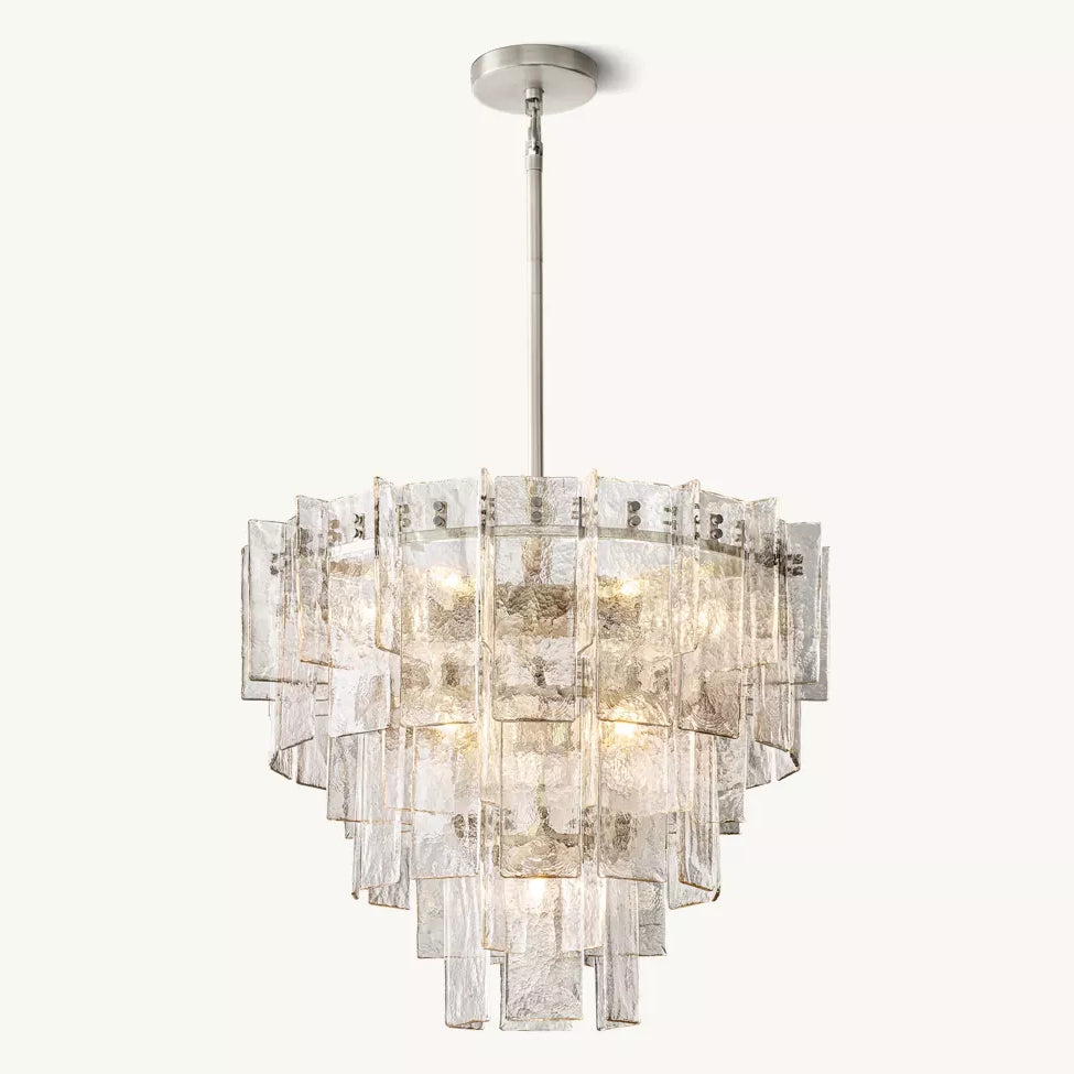 Lattic Clear Glass Tiered Round Chandelier 36"-MEET LIGHTING