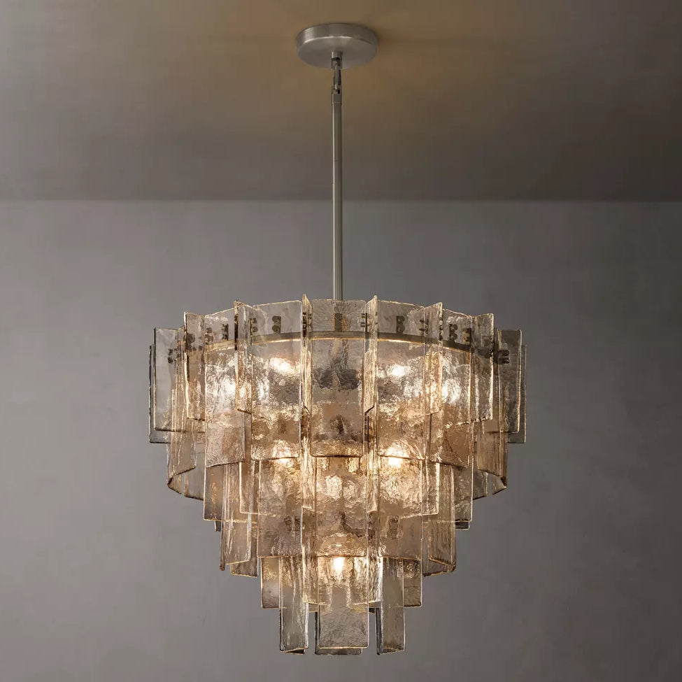 Lattic Clear Glass Tiered Round Chandelier 36"-MEET LIGHTING