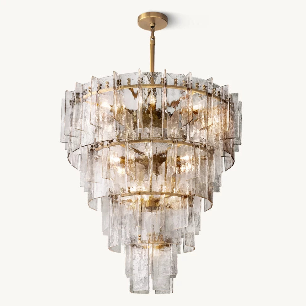 Lattic Clear Glass Tiered Round Chandelier 47"-MEET LIGHTING