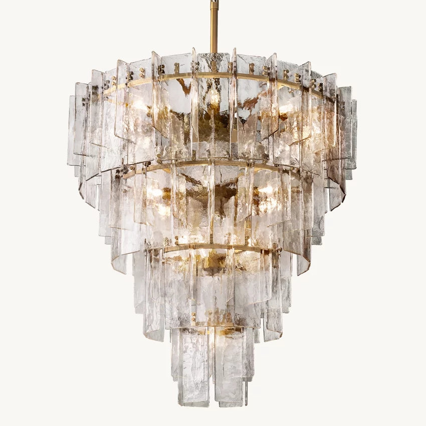 Lattic Clear Glass Tiered Round Chandelier 47"-MEET LIGHTING