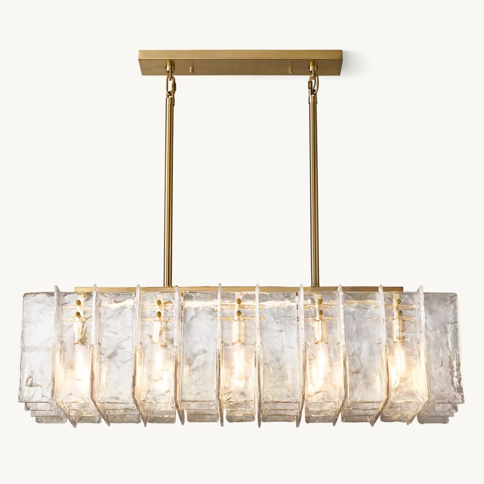 Lattic Clear Glass Rectangular Chandelier 49"-MEET LIGHTING