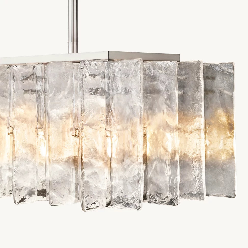 Lattic Clear Glass Rectangular Chandelier 49"-MEET LIGHTING