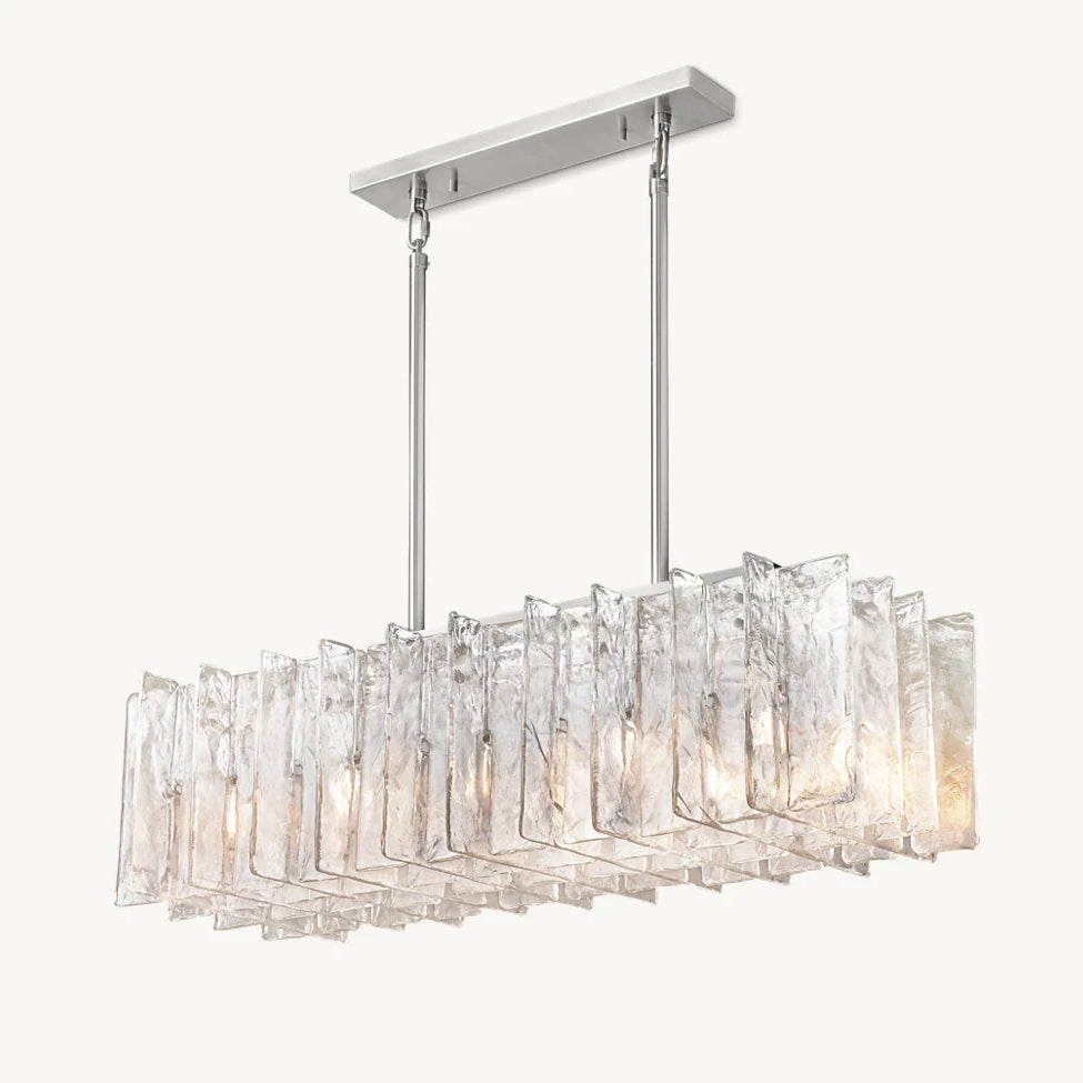 Lattic Clear Glass Rectangular Chandelier 49"-MEET LIGHTING