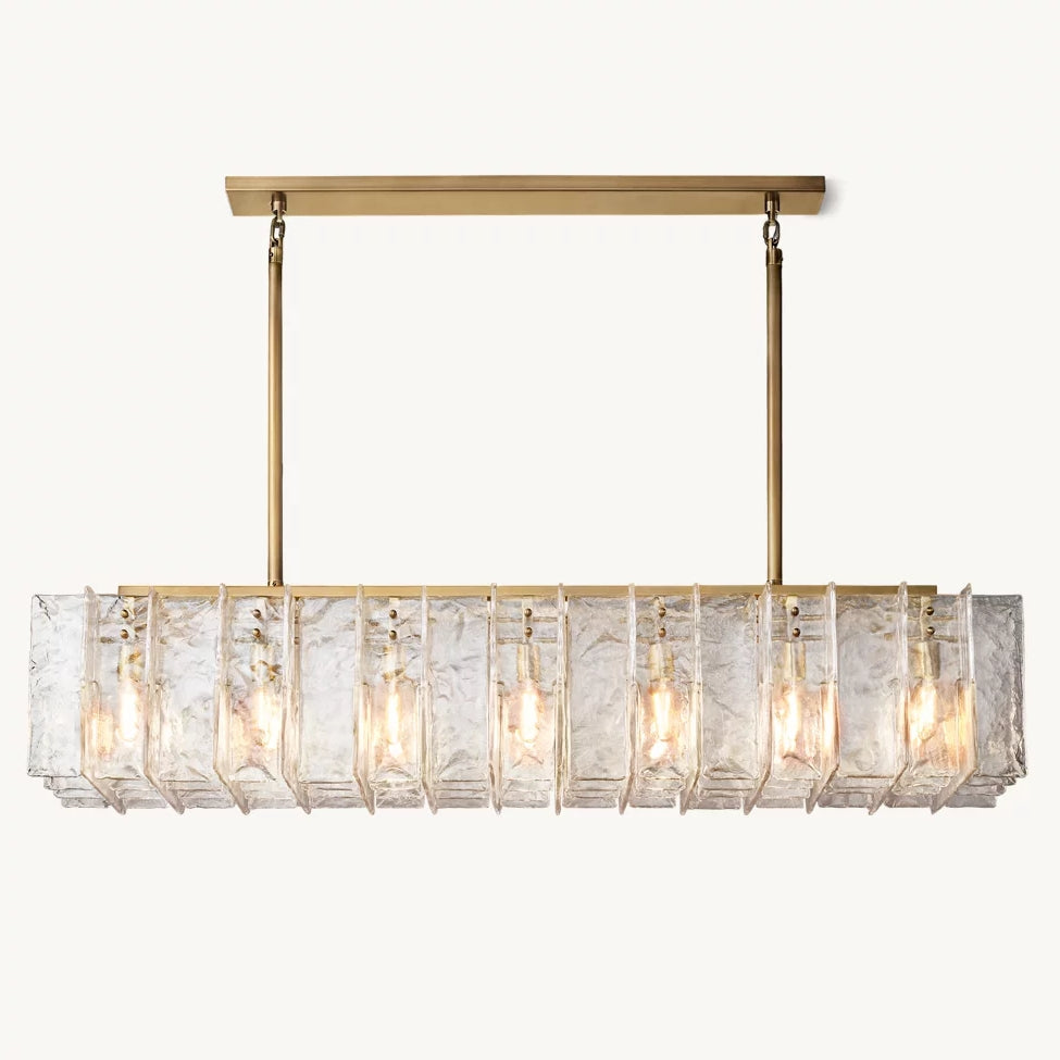 Lattic Clear Glass Rectangular Chandelier 67"-MEET LIGHTING