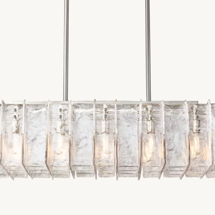 Lattic Clear Glass Rectangular Chandelier 49"-MEET LIGHTING
