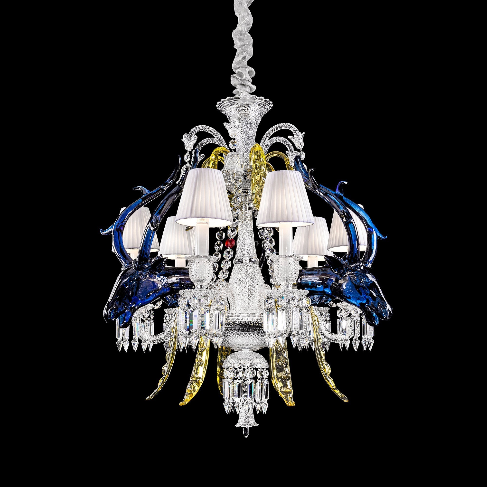 Traditional Colorful Candle Branch Blue Deer Crystal Chandelier for Living Room/Dining Room-MEET LIGHTING