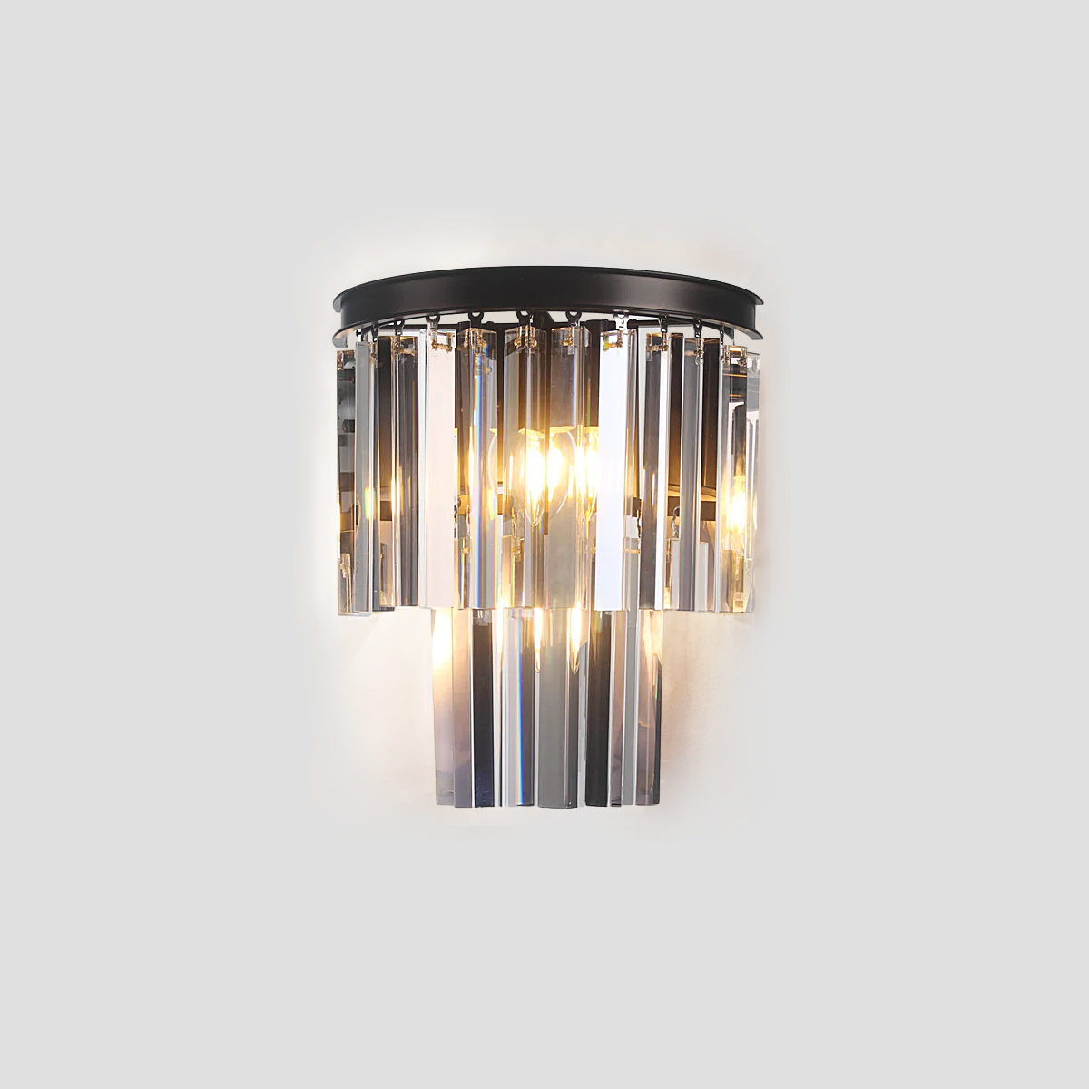 Odeom 2-Tier Crystal Semi-Round Sconce