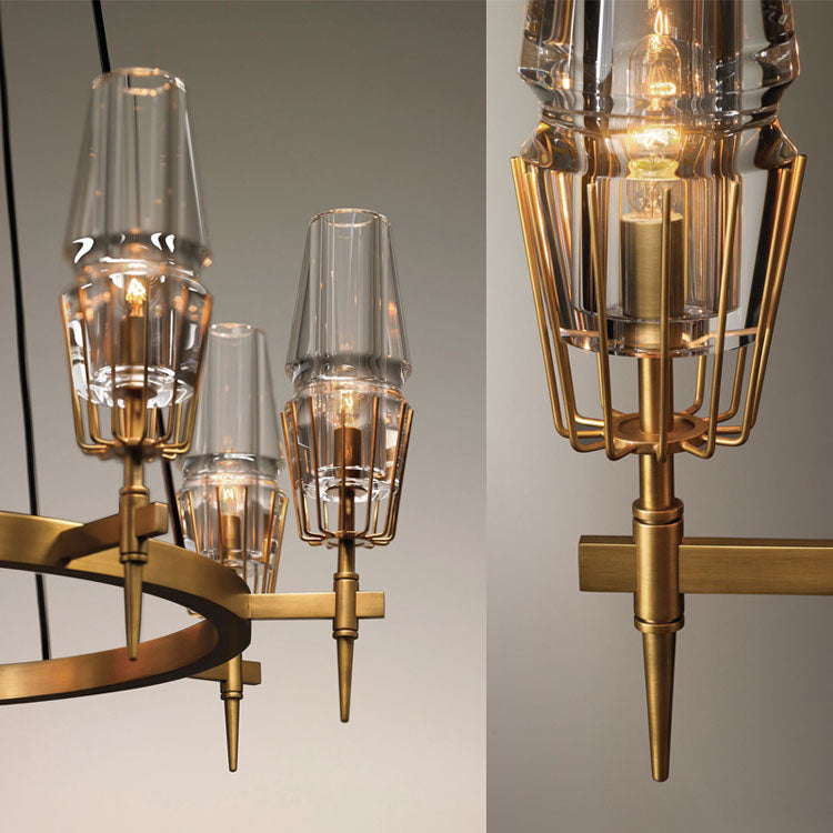 David Glass Round Chandelier Brass-MEET LIGHTING