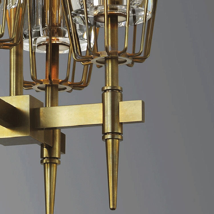 David Glass Round Chandelier Brass-MEET LIGHTING