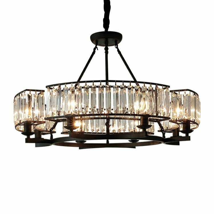 Decorative 6/ 8/ 10/ 12-Light Crystal Ceiling Chandelier Triangular Prism Island Light Fixture Metal Shade for Living Room-MEET LIGHTING