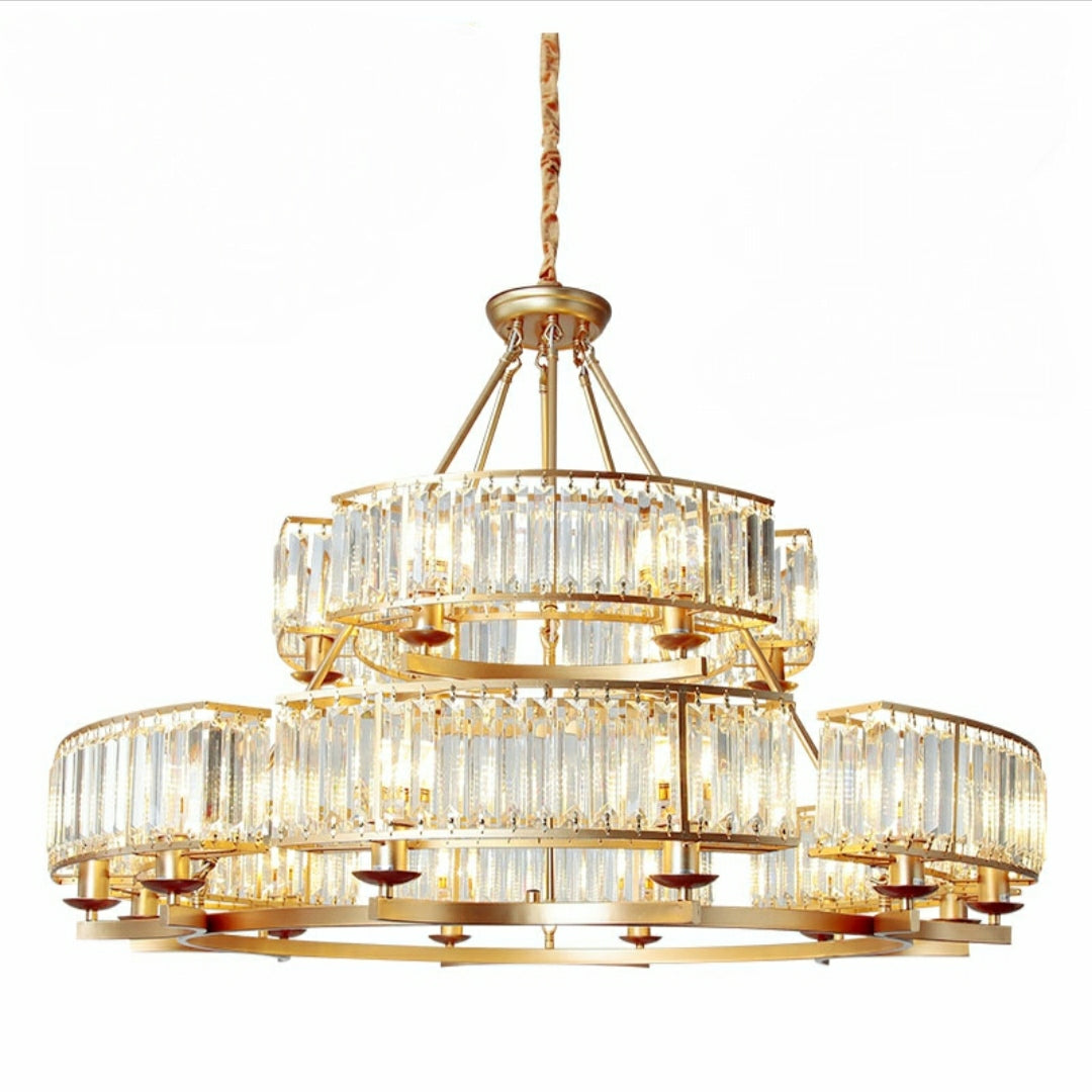 Decorative 6/ 8/ 10/ 12-Light Crystal Ceiling Chandelier Triangular Prism Island Light Fixture Metal Shade for Living Room-MEET LIGHTING