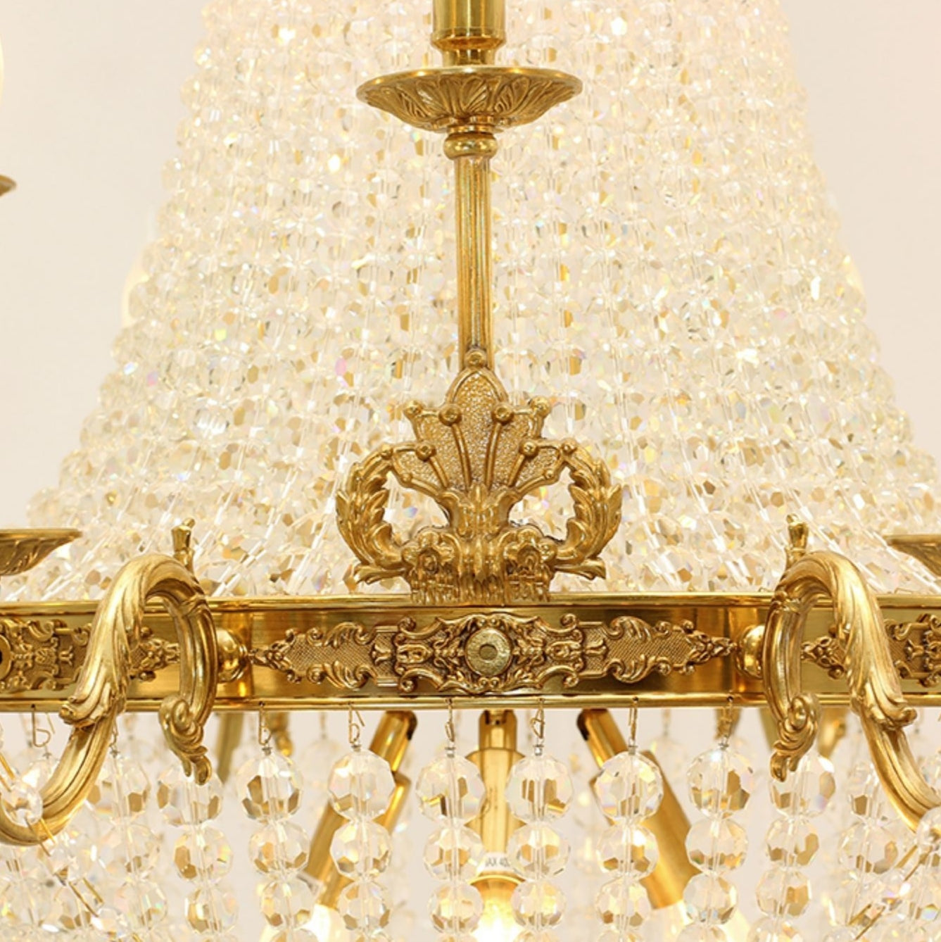 8/12/15 Lights Decorative Empire Brass Candles Crystal Chandelier Romantic Foyer Living Room Ceiling Light Fixture in Pure Copper Finish-MEET LIGHTING