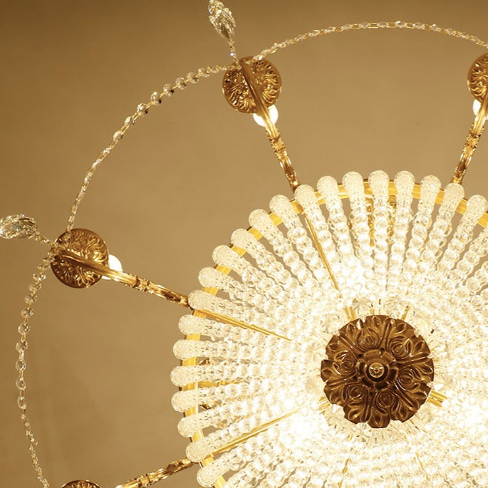 8/12/15 Lights Decorative Empire Brass Candles Crystal Chandelier Romantic Foyer Living Room Ceiling Light Fixture in Pure Copper Finish-MEET LIGHTING