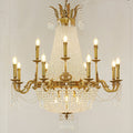 8/12/15 Lights Decorative Empire Brass Candles Crystal Chandelier Romantic Foyer Living Room Ceiling Light Fixture in Pure Copper Finish-MEET LIGHTING
