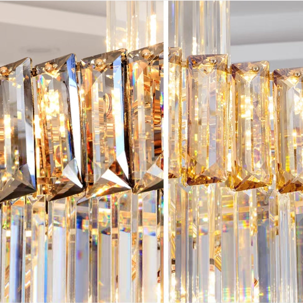 Extra Large Vertical Crystal Staircase Chandelier Foyer Ceiling Light Fixture in Gray/Amber Brim-MEET LIGHTING