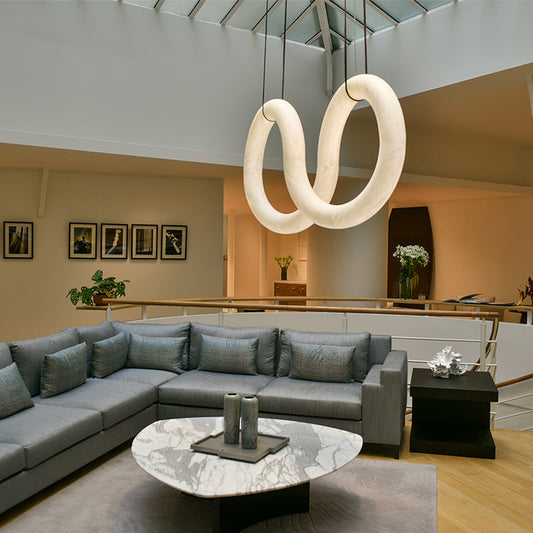 Designer Inspired Alabaster Chandelier Light For Living Room