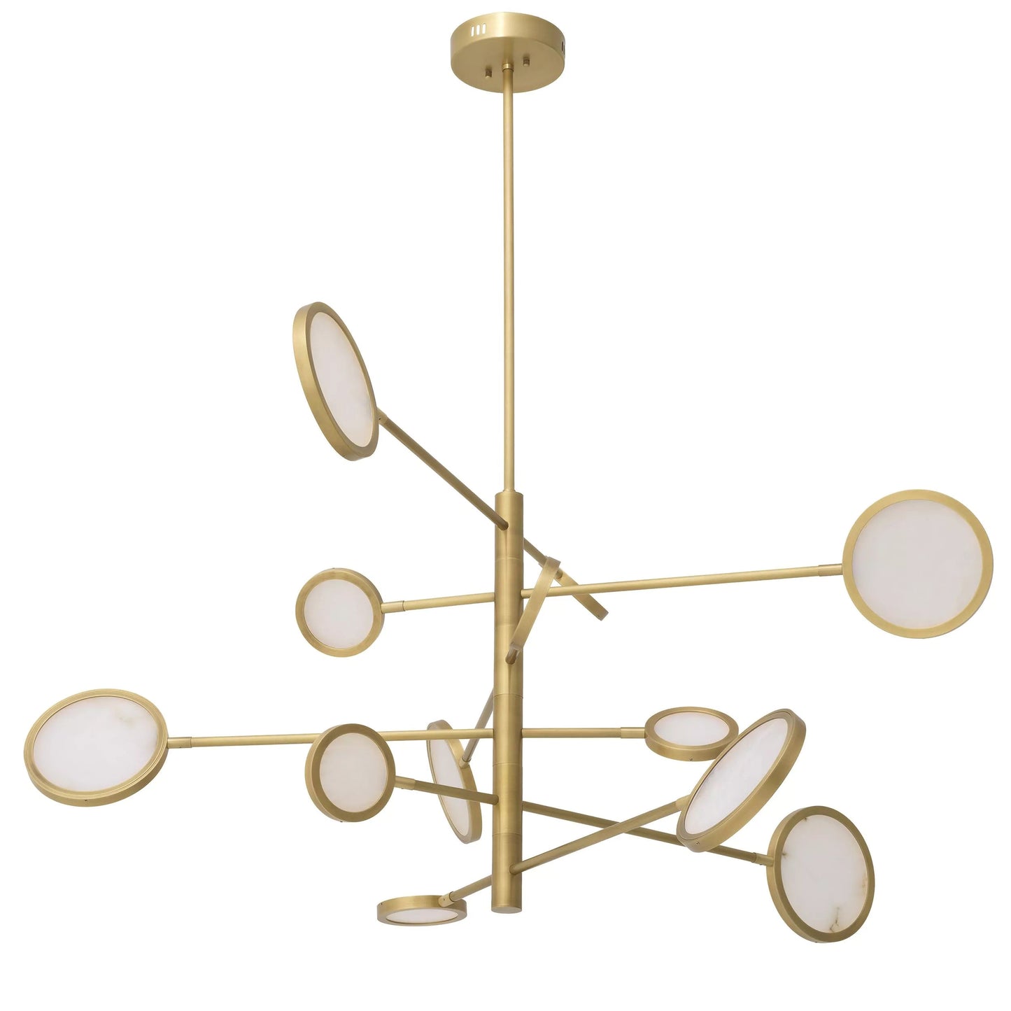 Cooper Modern Brass Chandelier - (Antique Brass Finish | Alabaster)