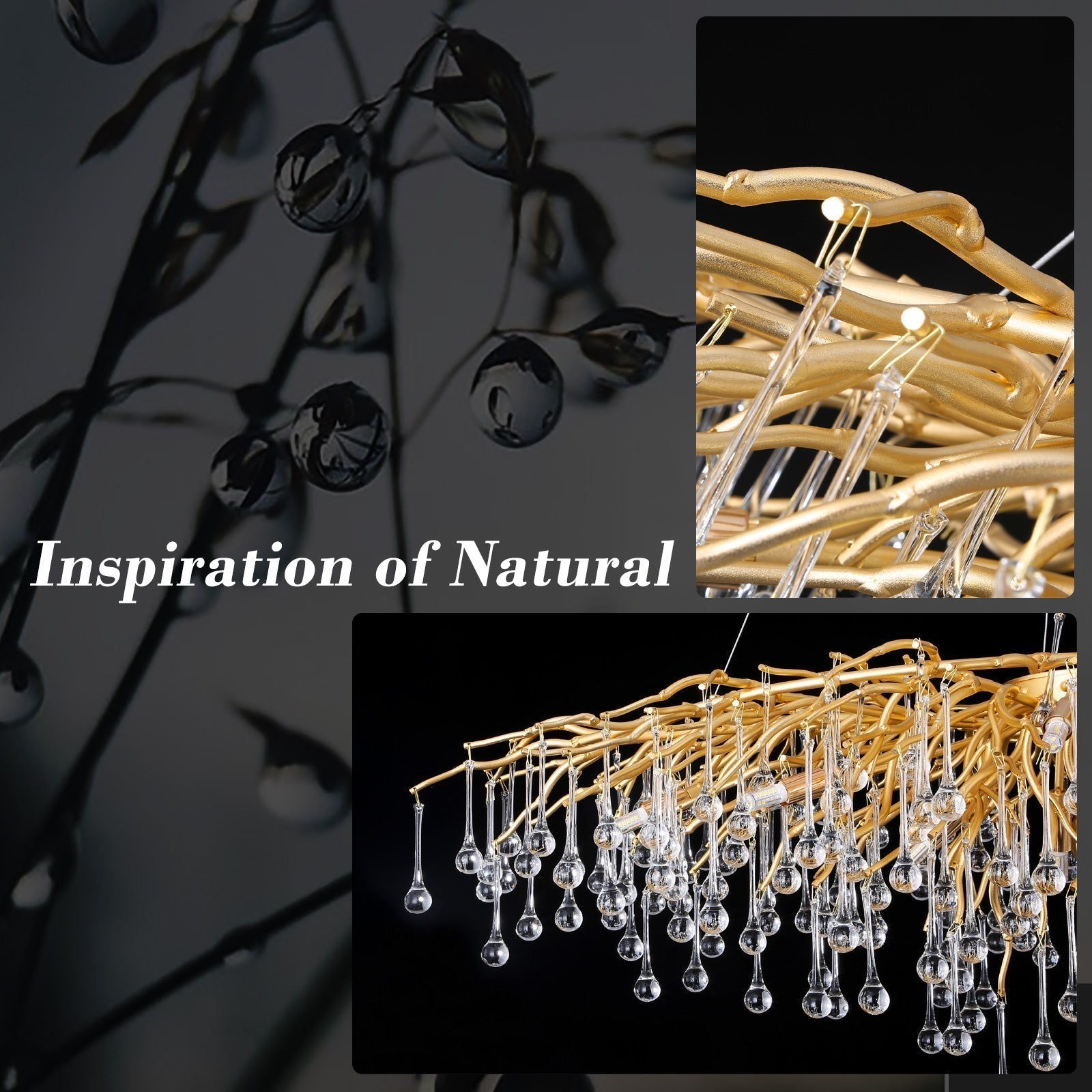 Doris Crystal Rectangular Branch Chandelier L45"-MEET LIGHTING