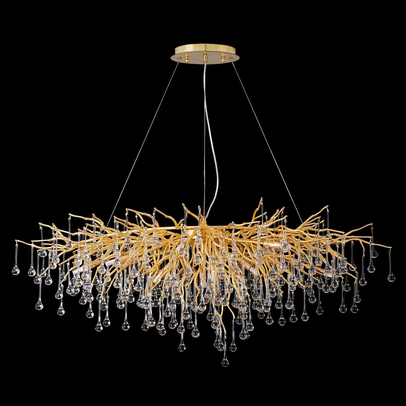 Doris Crystal Rectangular Branch Chandelier L45"-MEET LIGHTING