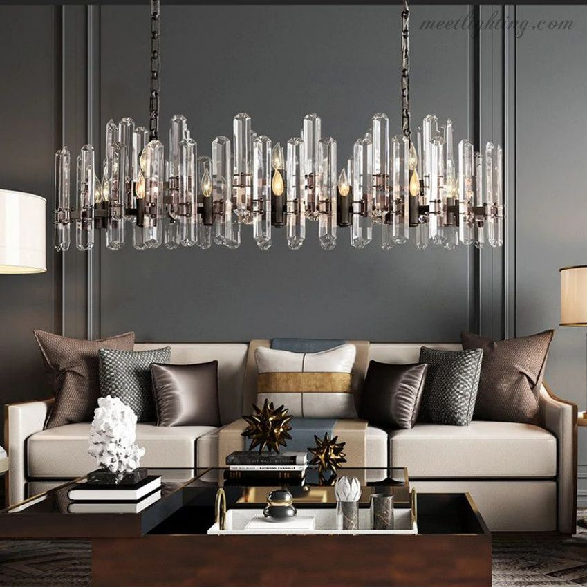 Bonnington Crystal Linear Chandelier 54"-MEET LIGHTING