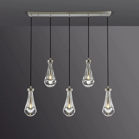 Raindrop Modern Linear 5-light Chandelier Over Dining Table