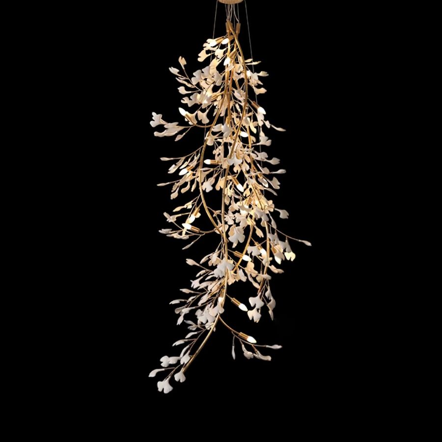 Drooping Ceramic Ginkgo Leaf Chandelier-MEET LIGHTING