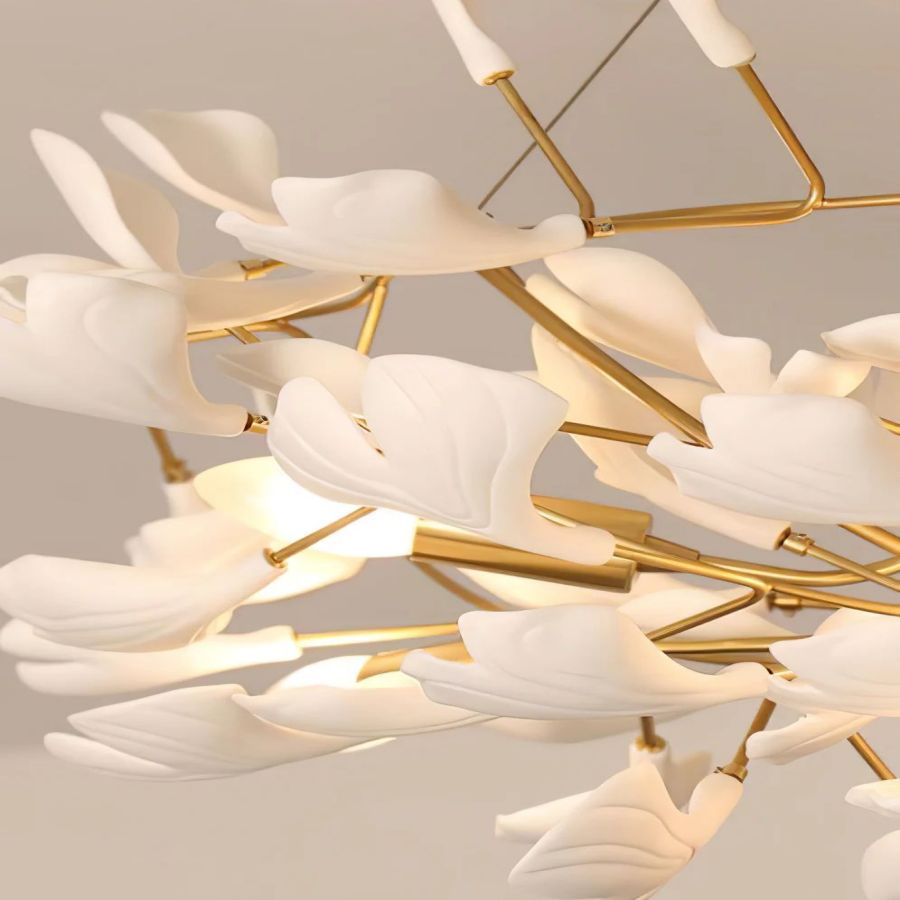 Drooping Ceramic Ginkgo Leaf Chandelier-Meet Lighting