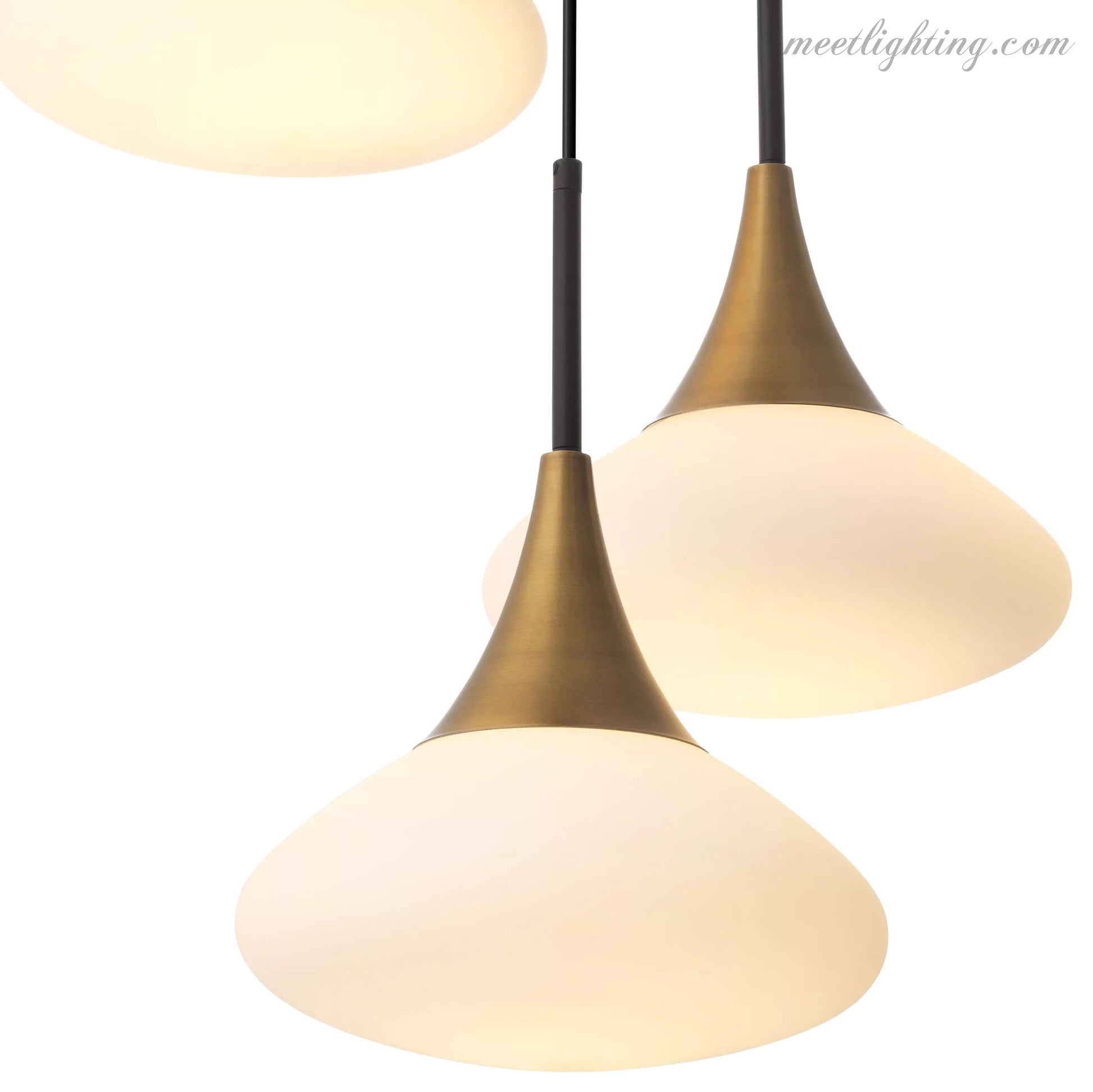 Duco S Modern Brass Chandelier - Antique Brass Finish | White Glass | Black Finish | Alabaster-Meet Lighting