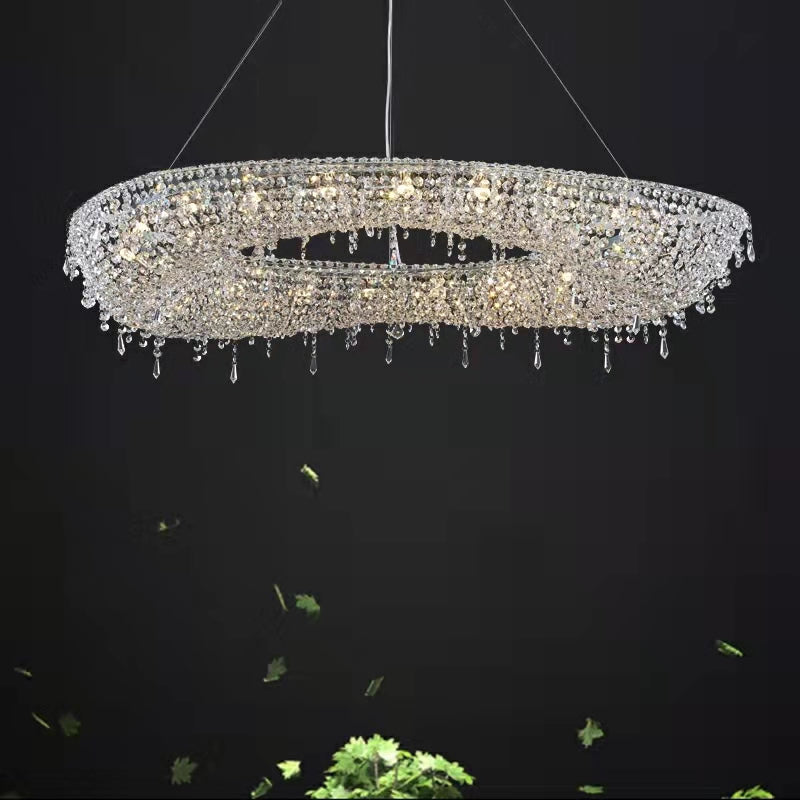 Unique Foyer Crystal Chandelier Luxury Hallway Ceiling Lamp Living Room Hanging Light Decor for Entryway-MEET LIGHTING