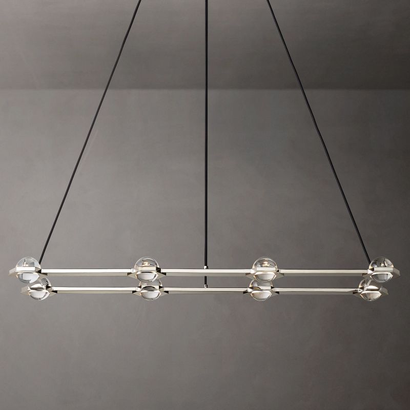 Eclate Recyangular Chandelier 54" chandeliers for dining room,chandeliers for stairways,chandeliers for foyer,chandeliers for bedrooms,chandeliers for kitchen,chandeliers for living room Rbrights Polished Nickel  