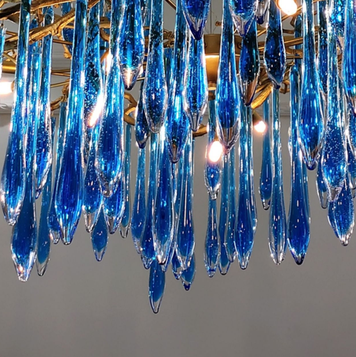 Elegant Blue Colored Branch Glaze Drops Chandelier for Dining Room-MEET LIGHTING