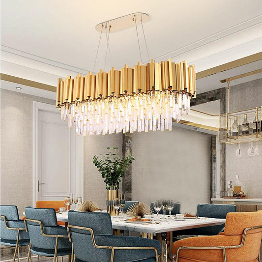 Elian Oval Crystal Chandelier-Meet Lighting