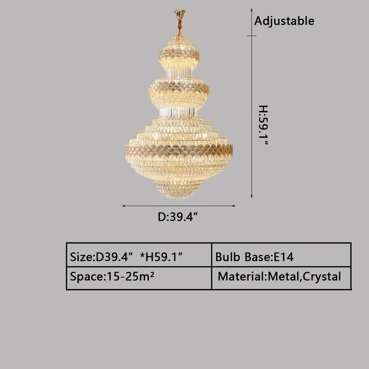 Extra Large Multi-layers Gold Luxury Crystal Chandelier Modern Empire Decrative Crystal Light-Momo Lighting