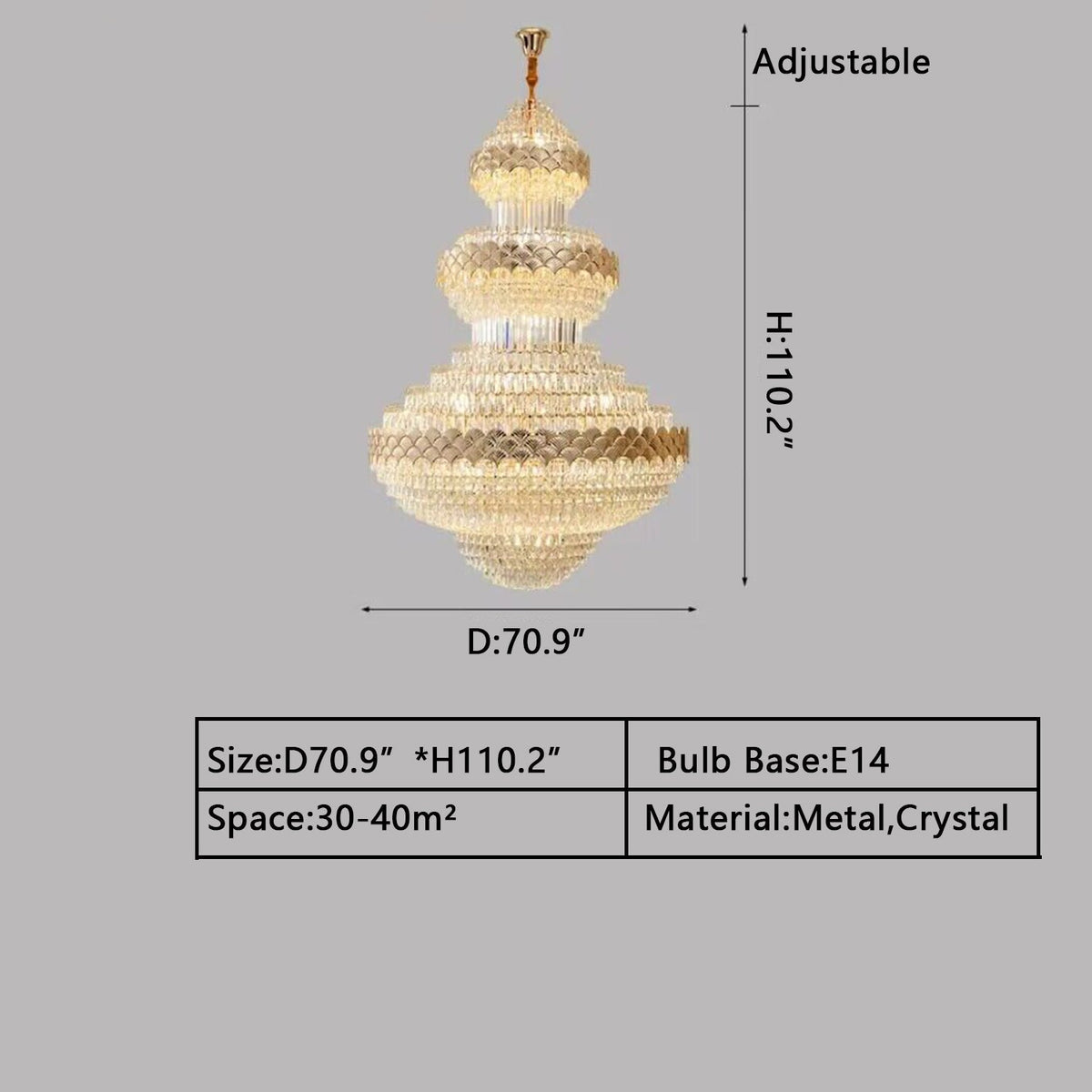 Extra Large Multi-layers Gold Luxury Crystal Chandelier Modern Empire Decrative Crystal Light-Momo Lighting