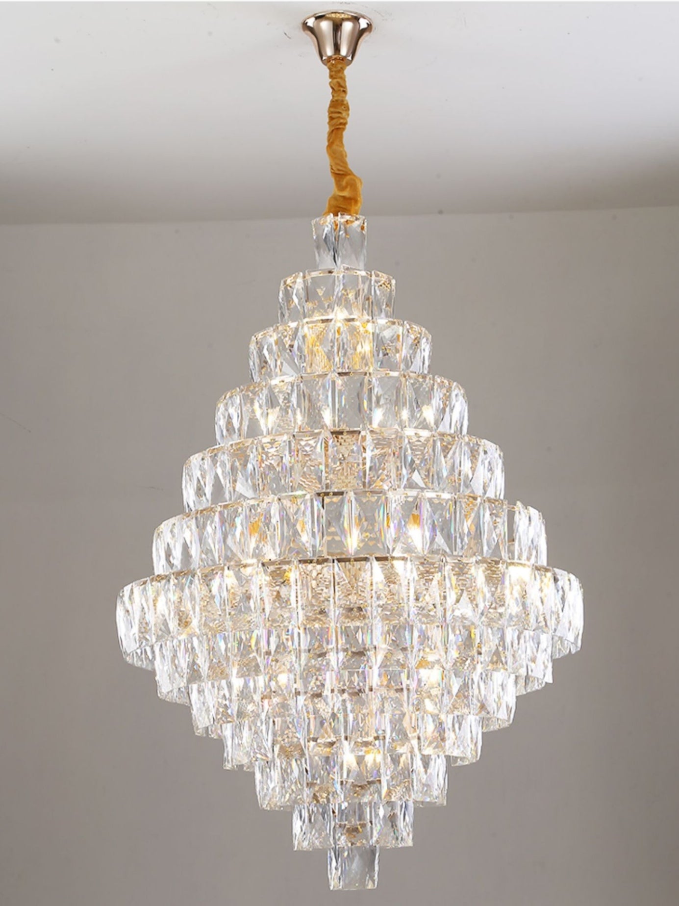 Extra Large Foyer Pure Crystal Ceiling Light Fixture Living Room Entrance Staircase Chandelier-MEET LIGHTING