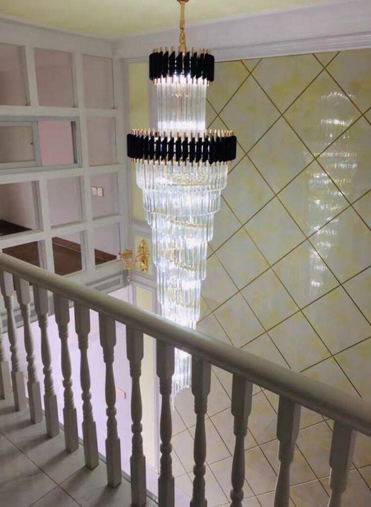 Spiral Crystal Chandelier For Foyer/ Staircase-MEET LIGHTING