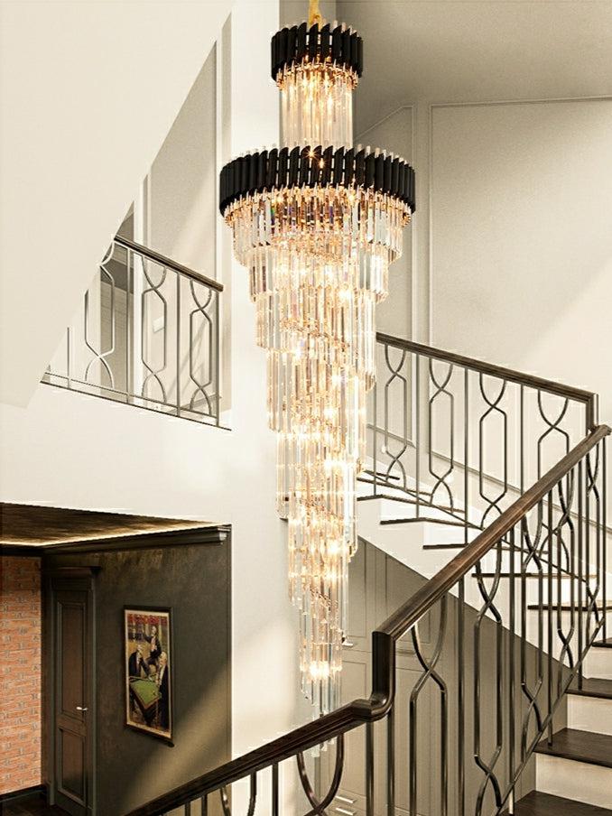 Spiral Crystal Chandelier For Foyer/ Staircase-MEET LIGHTING