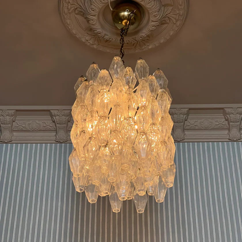 Murano Poliedri Clear Glass Chandelier