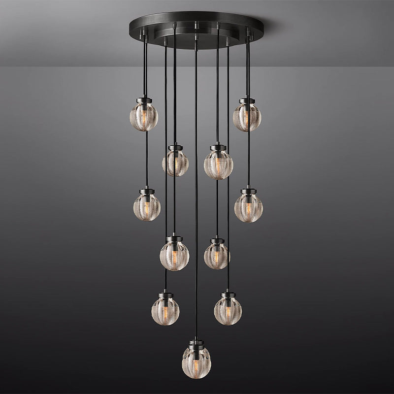 Fantasy Pearl Ball Round Chandelier 22" chandeliers for dining room,chandeliers for stairways,chandeliers for foyer,chandeliers for bedrooms,chandeliers for kitchen,chandeliers for living room RBRIGHTS Matte Black  