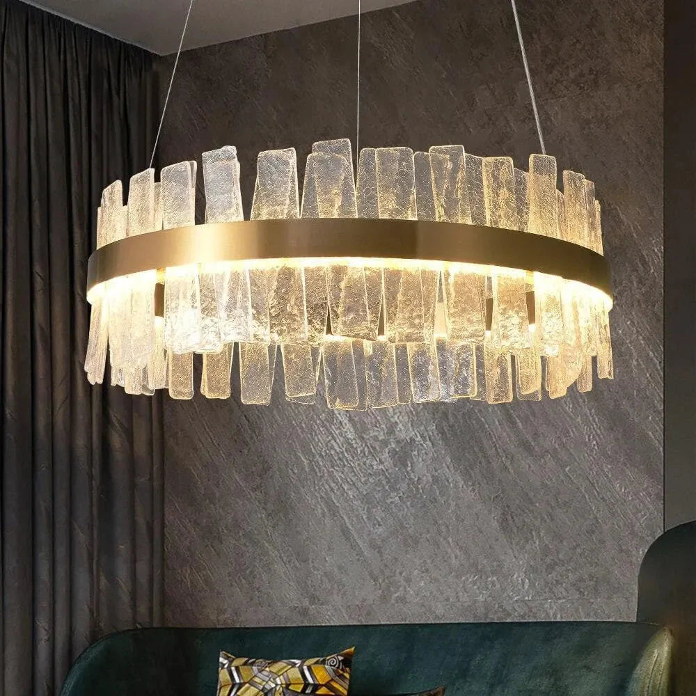 Flake Cross Crystal Round Chandelier-MEET LIGHTING