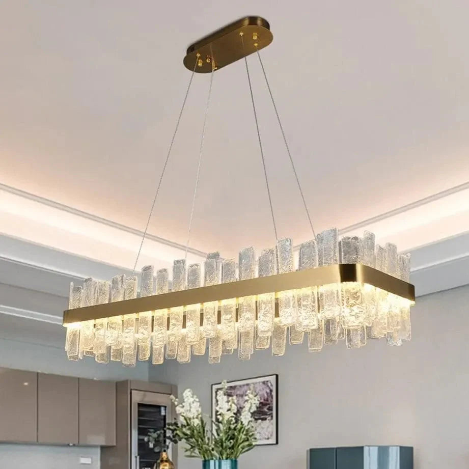 Flake Crystal Rectangle Chandelier-MEET LIGHTING