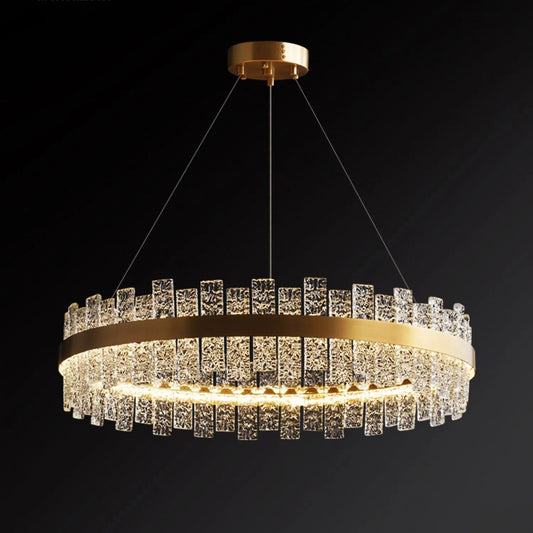 Flake Parallel Crystal Round Chandelier-Meet Lighting