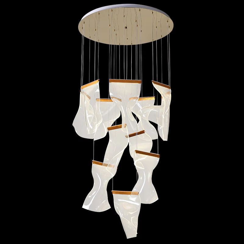 Flame Round Chandelier For Staircase-MEET LIGHTING