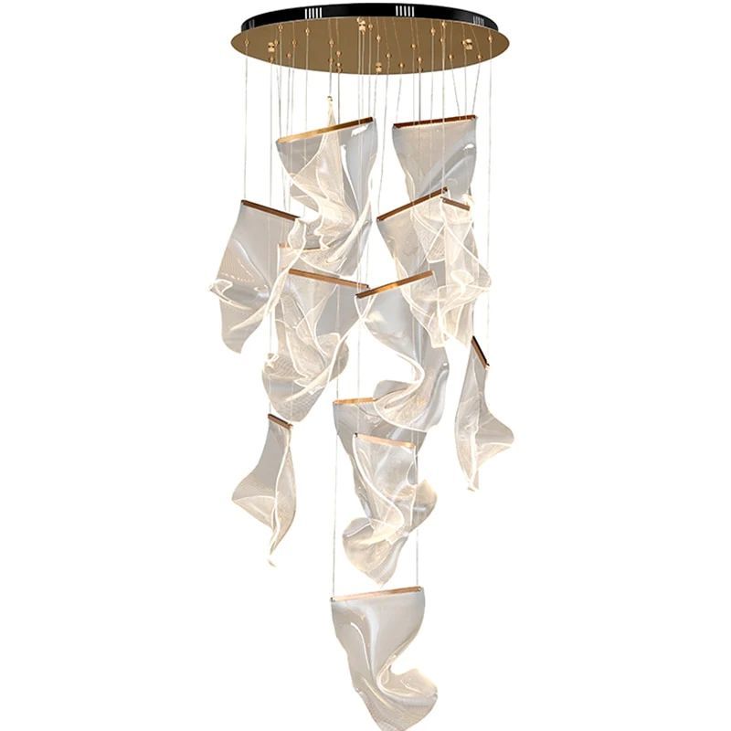 Flame Round Chandelier For Staircase-MEET LIGHTING