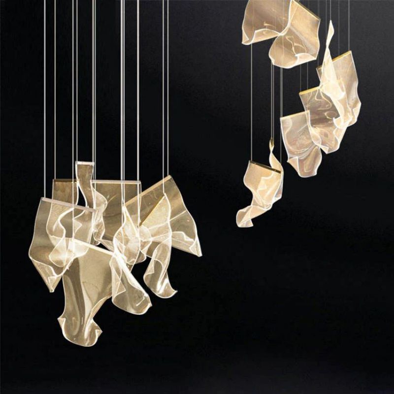 Flame Round Chandelier For Staircase-MEET LIGHTING