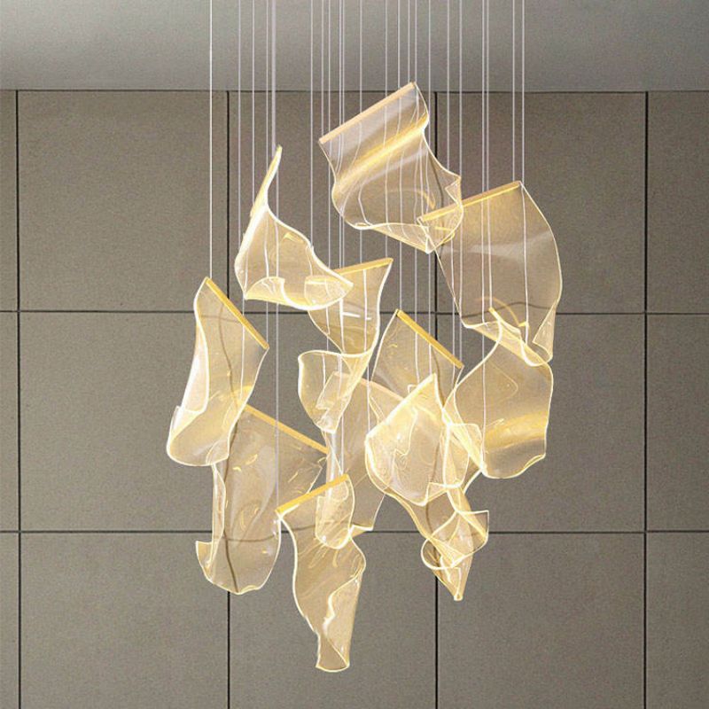 Flame Round Chandelier For Staircase-MEET LIGHTING