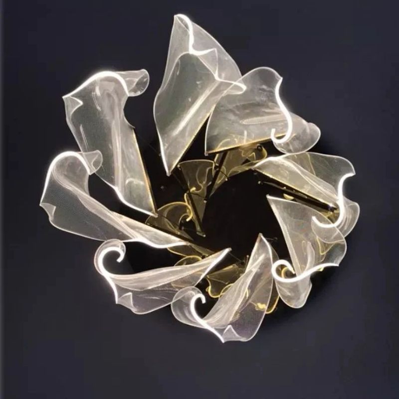 Flame Round Chandelier For Staircase-MEET LIGHTING
