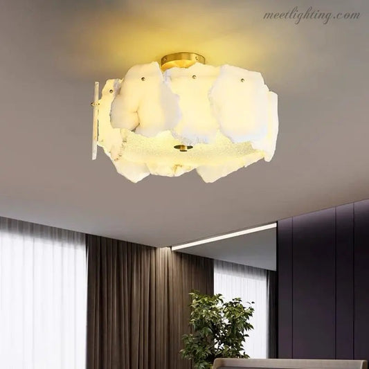 Flush Mount Alabaster Ceiling Light Fixture-Meet Lighting